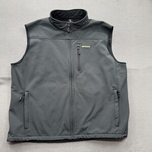 Kings Vest Mens 3XL Gray Softshell Full Zip Fleece Lined Pockets Outdoor Hiking